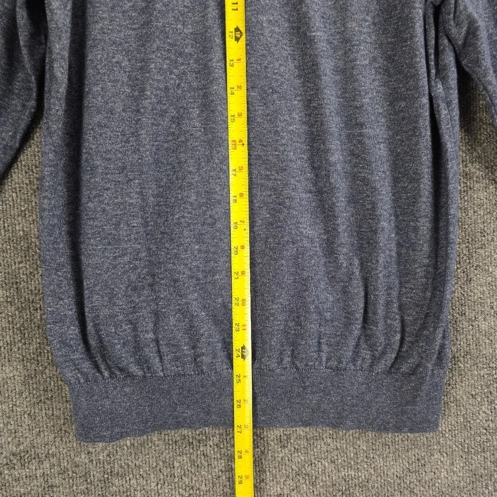 Banana Republic V-Neck Sweater Mens Sz M Blue Heather 100% Cotton Raglan Sleeve